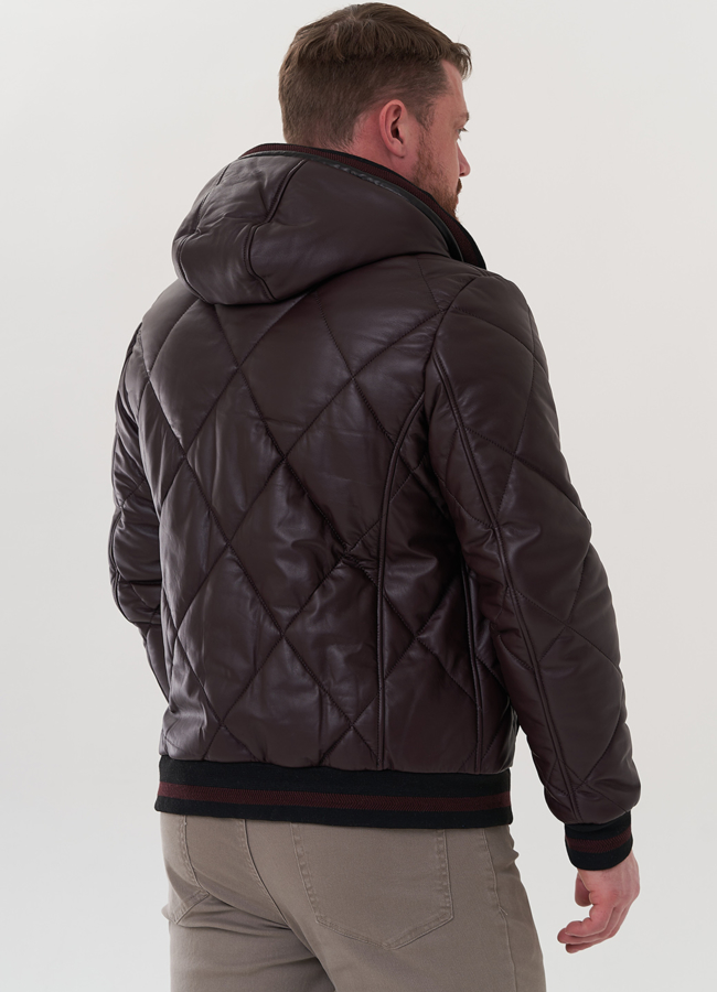 Куртка из натуральной кожи с капюшоном модель № 26996 универмаг малина