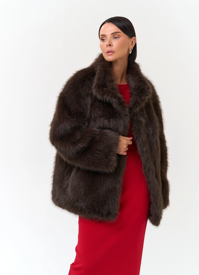 Женская куртка из эко меха модель № 33870 универмаг малина