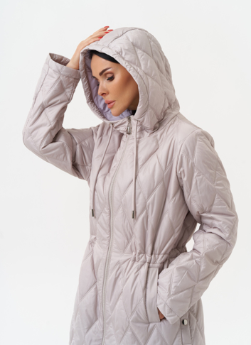 Женское утепленное полупальто с капюшоном