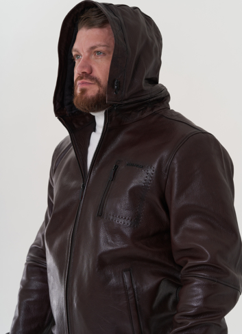 Куртка с капюшоном из натуральной кожи