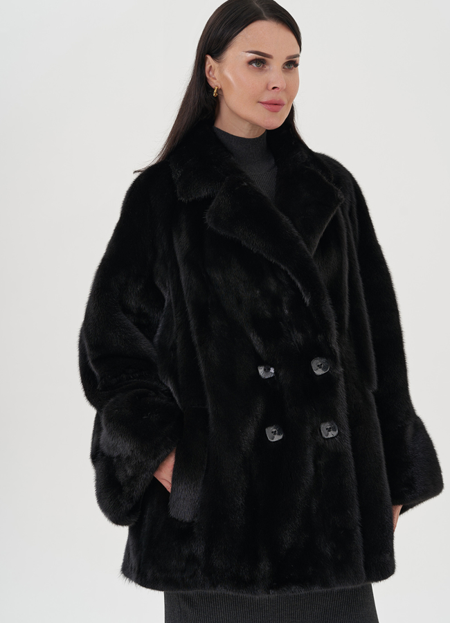 Короткая шуба из меха saga модель № 24963 меха малина