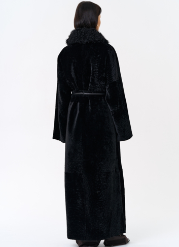 Женская натуральная дубленка с воротником шаль