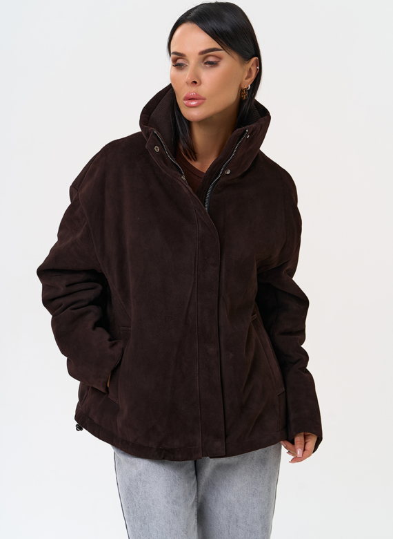 Куртка -пуховик из натуральной замши