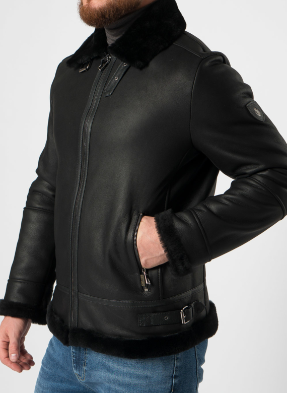 Дубленка пилот мужская на молнии 